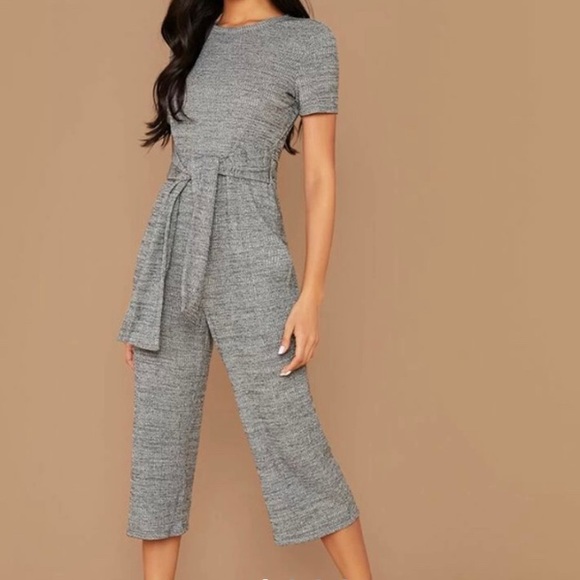Grey Flare Leg Jumpsuit - Picture 1 of 3